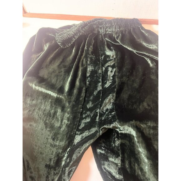 OOAK Green Velvet Hippie Flare Bell Ruffle Womens Pants Whimsigoth Fairy M/ L - Picture 6 of 9